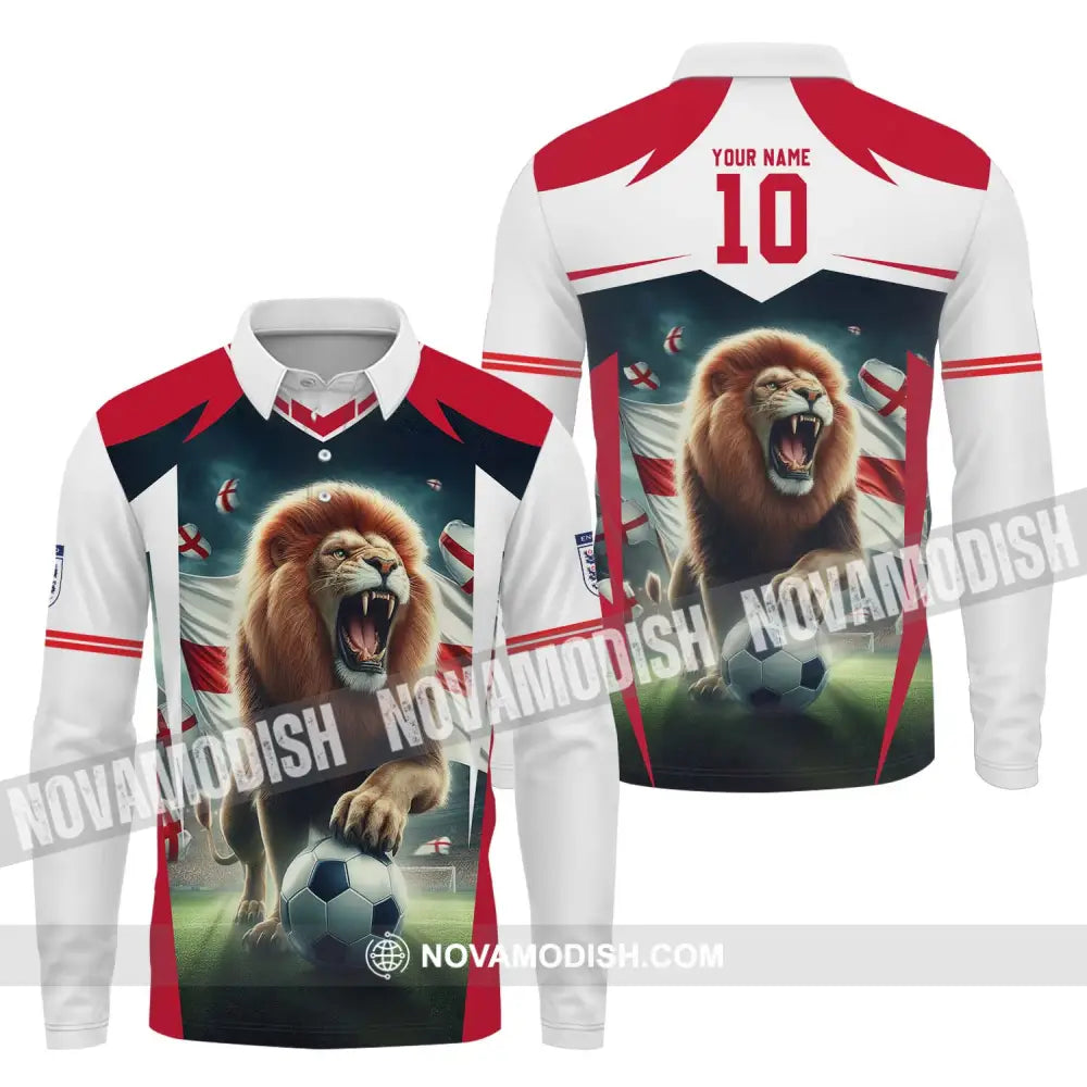 Unisex Shirt - Custom Name And Number England Euro Team Lover Shirt Long Sleeve Polo / S T-shirt