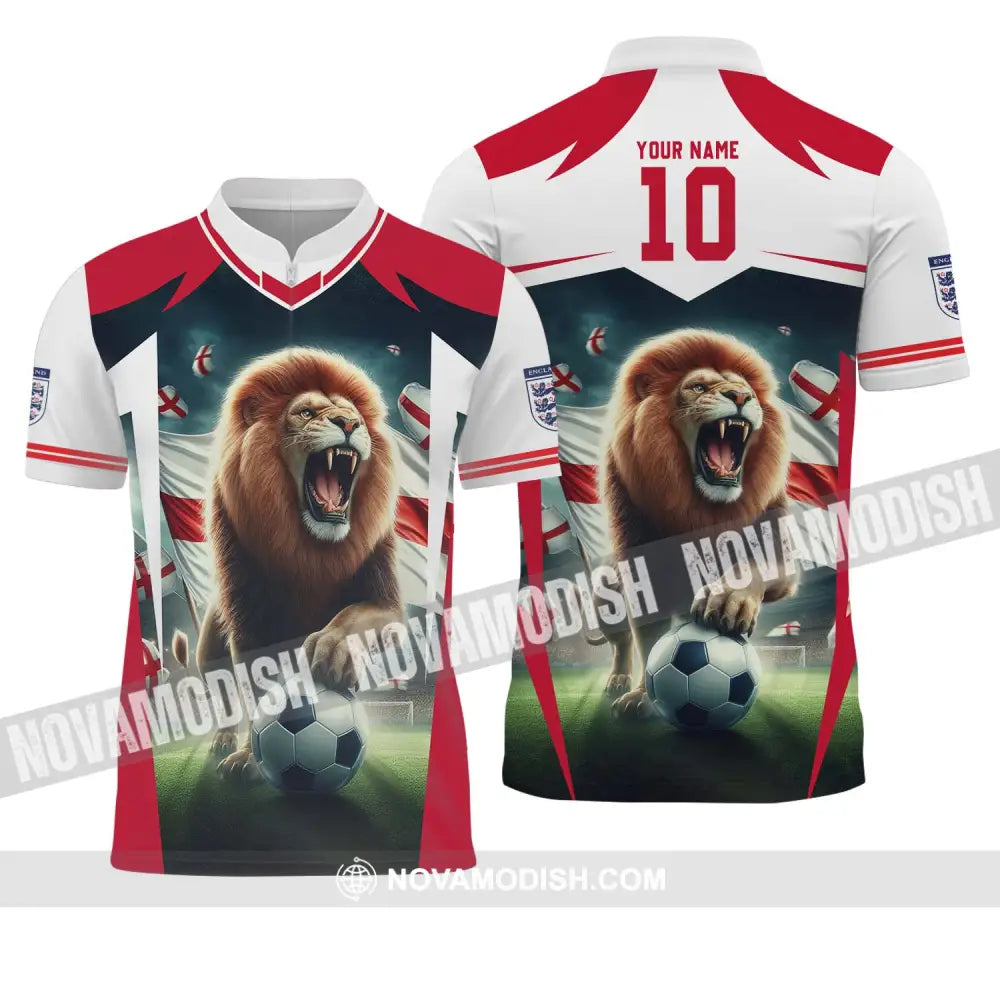 Unisex Shirt - Custom Name And Number England Euro Team Lover Shirt Zipper Polo Shirt / S T-shirt