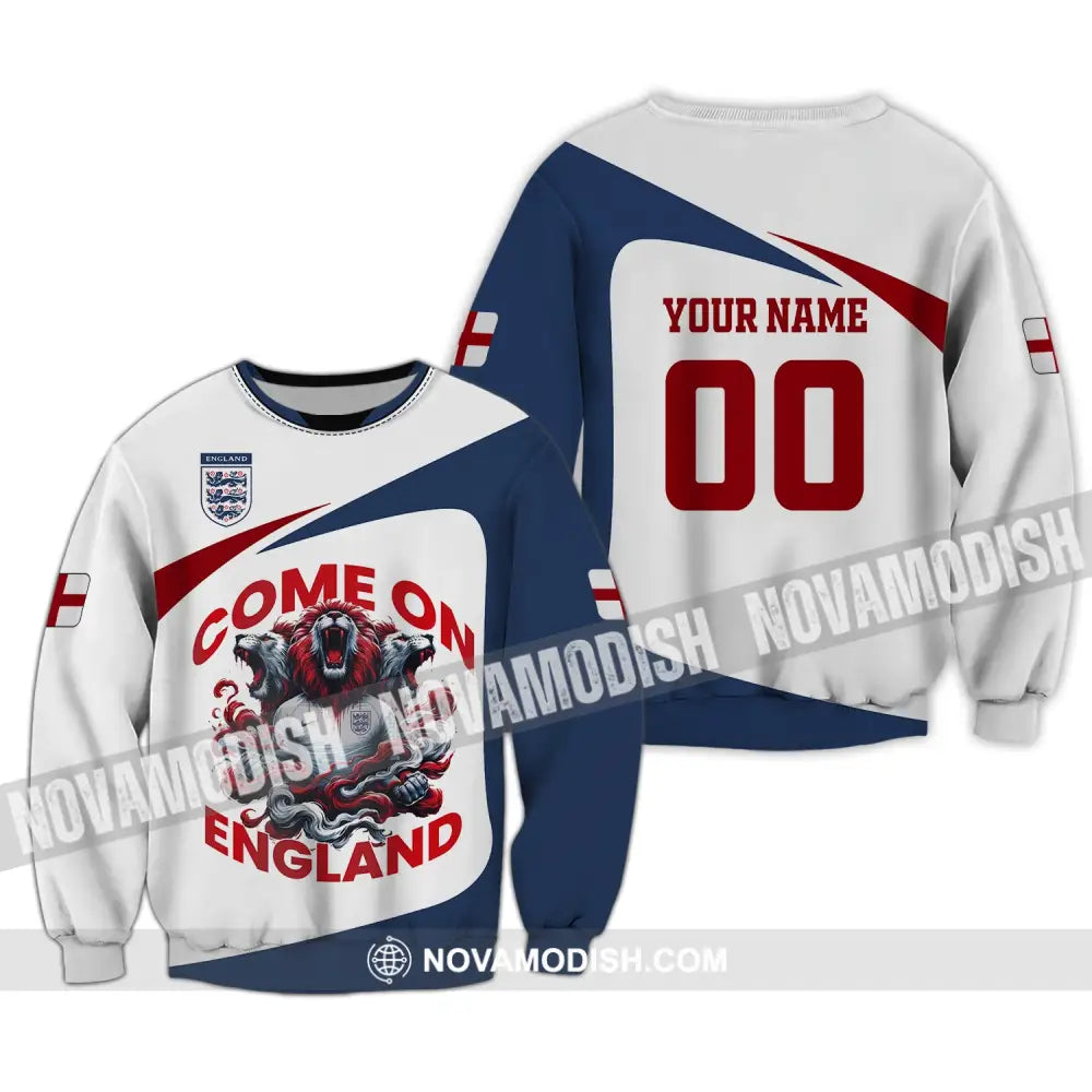 Unisex Shirt Custom Name And Number England Football Come On Polo Long Sleeve / S T-Shirt