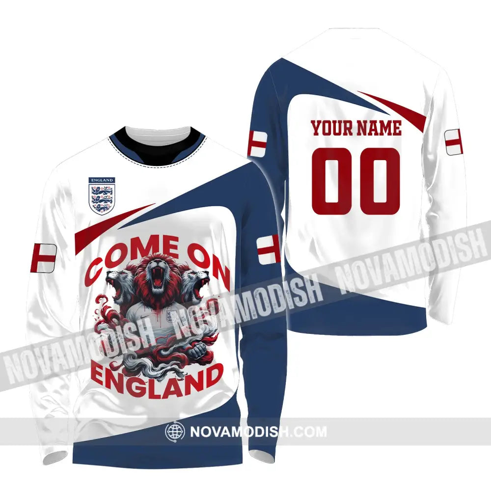 Unisex Shirt Custom Name And Number England Football Come On Polo Long Sleeve / S T-Shirt