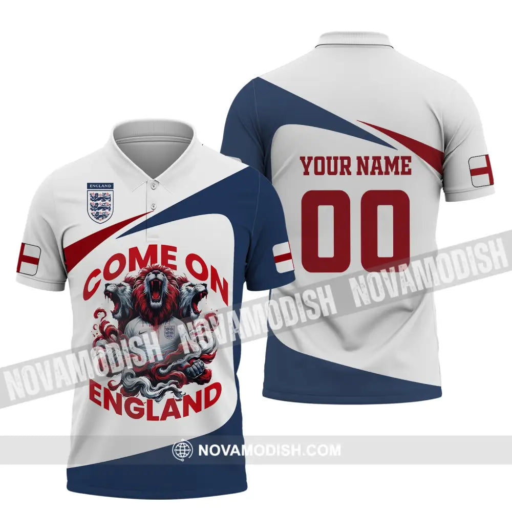 Unisex Shirt Custom Name And Number England Football Come On Polo Long Sleeve / S T-Shirt