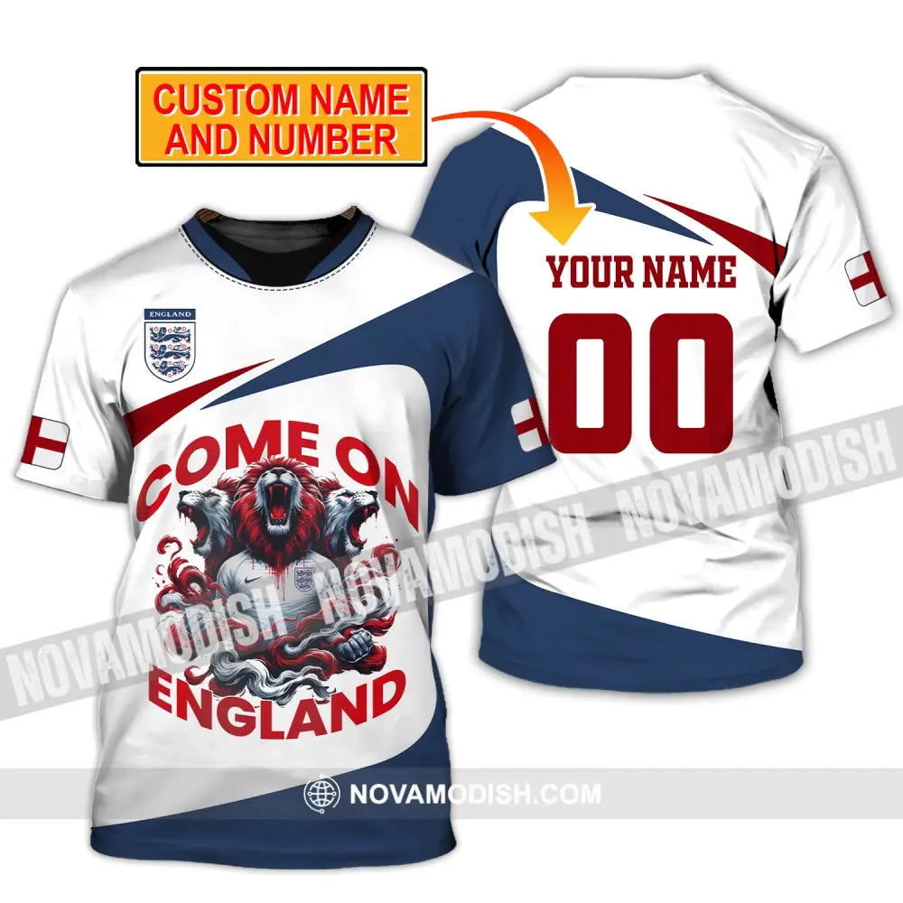 Unisex Shirt Custom Name And Number England Football Come On Polo Long Sleeve T-Shirt