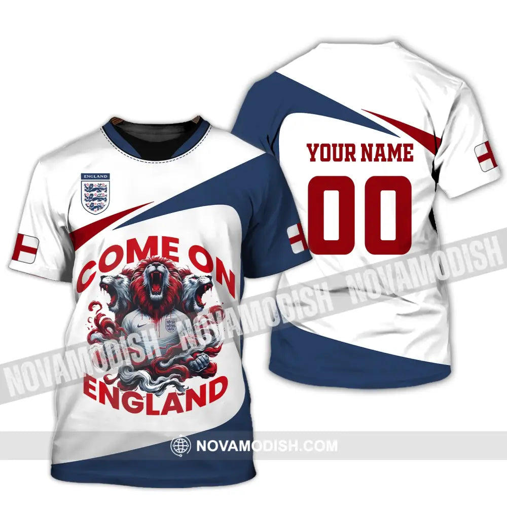 Unisex Shirt Custom Name And Number England Football Come On Polo Long Sleeve T-Shirt / S