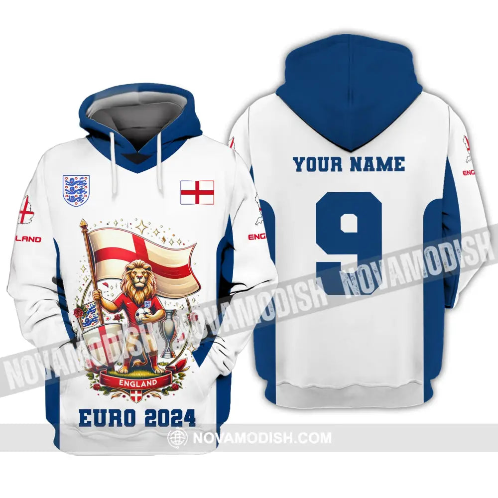 Unisex Shirt Custom Name And Number England Football Euro 2024 Polo Long Sleeve Hoodie / S T-Shirt