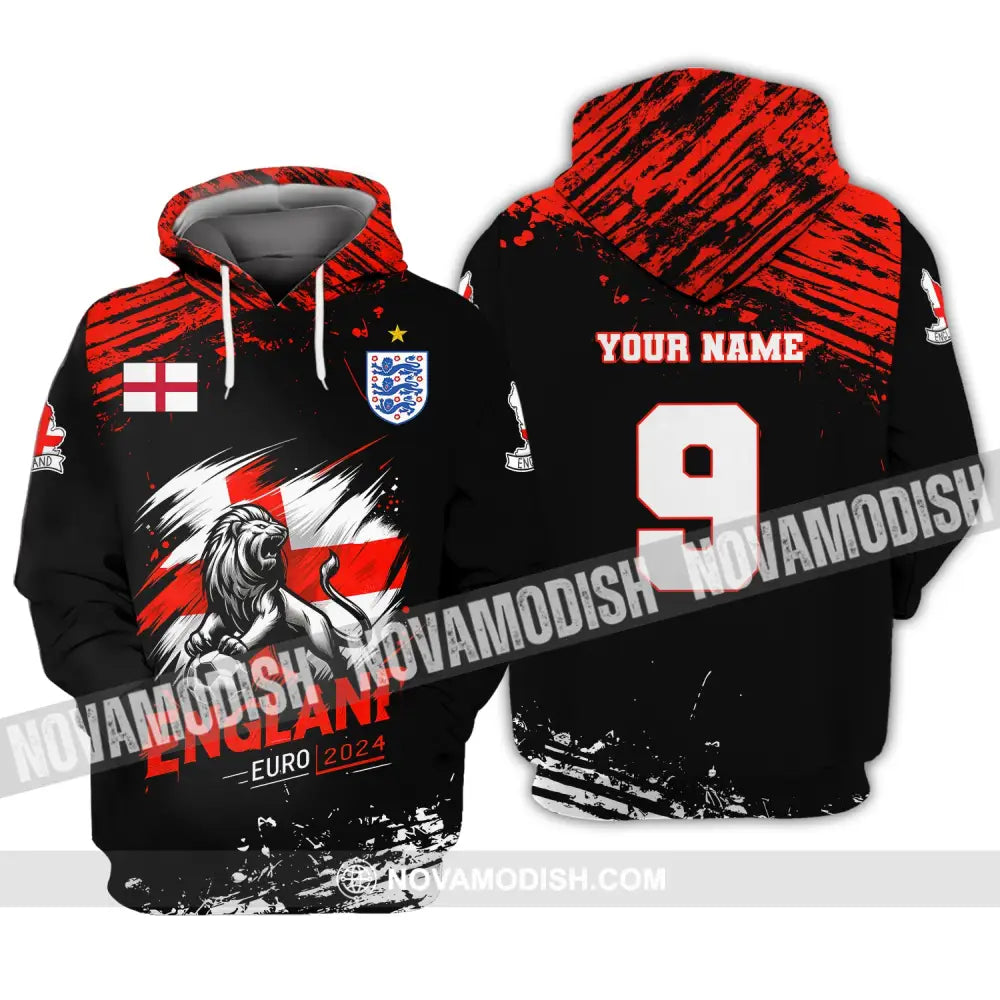 Unisex Shirt Custom Name And Number England Football Euro 2024 Polo Long Sleeve Hoodie / S T-Shirt