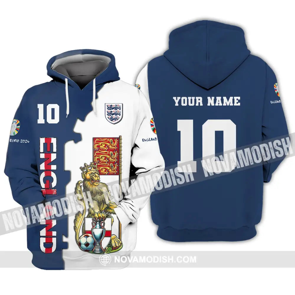 Unisex Shirt Custom Name And Number England Football Euro 2024 Polo Long Sleeve Hoodie / S T-Shirt