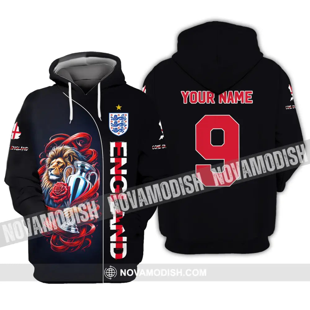 Unisex Shirt Custom Name And Number England Football Euro 2024 Polo Long Sleeve Hoodie / S T-Shirt