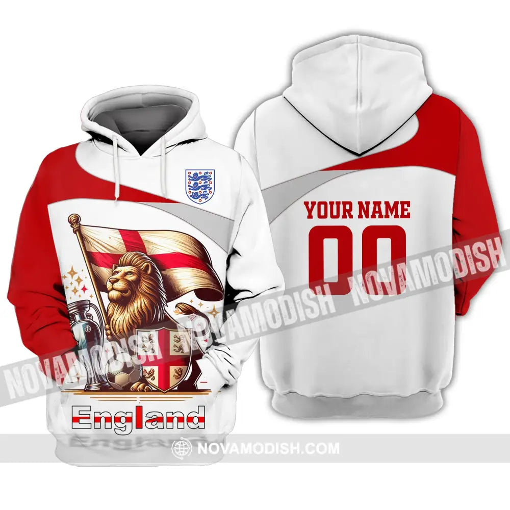 Unisex Shirt Custom Name And Number England Football Euro 2024 Polo Long Sleeve Hoodie / S T-Shirt