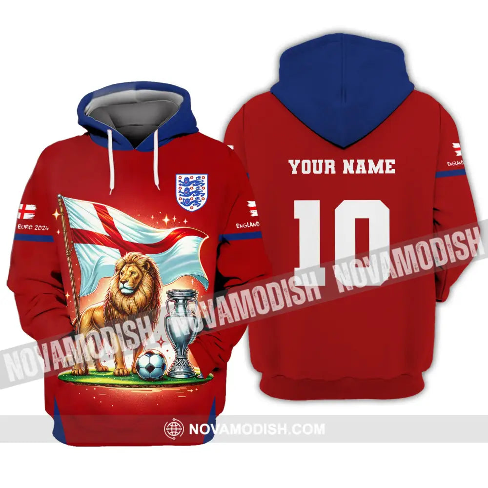 Unisex Shirt Custom Name And Number England Football Euro 2024 Polo Long Sleeve Hoodie / S T-Shirt