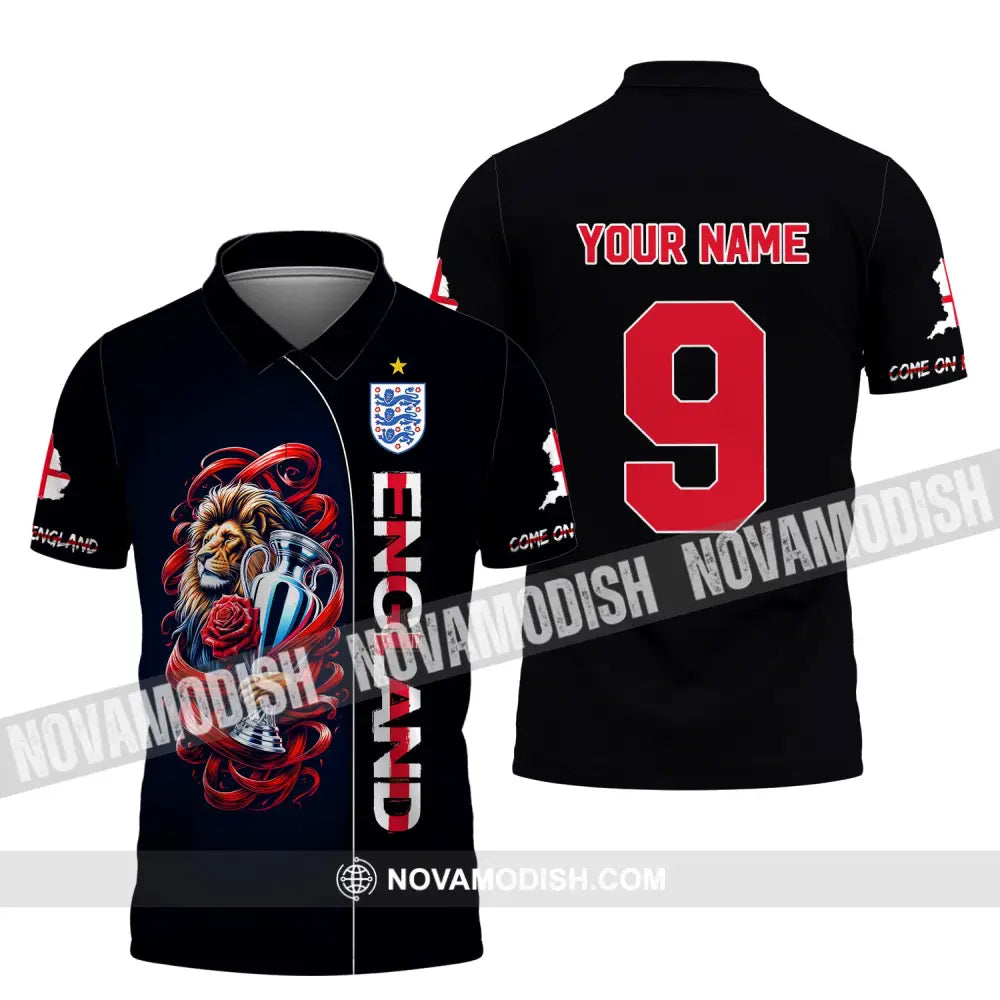 Unisex Shirt Custom Name And Number England Football Euro 2024 Polo Long Sleeve / S T-Shirt