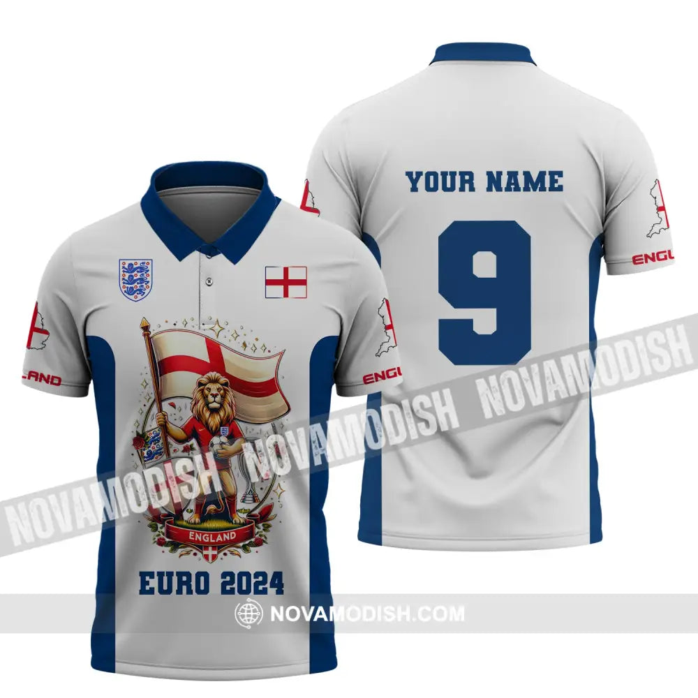 Unisex Shirt Custom Name And Number England Football Euro 2024 Polo Long Sleeve / S T-Shirt