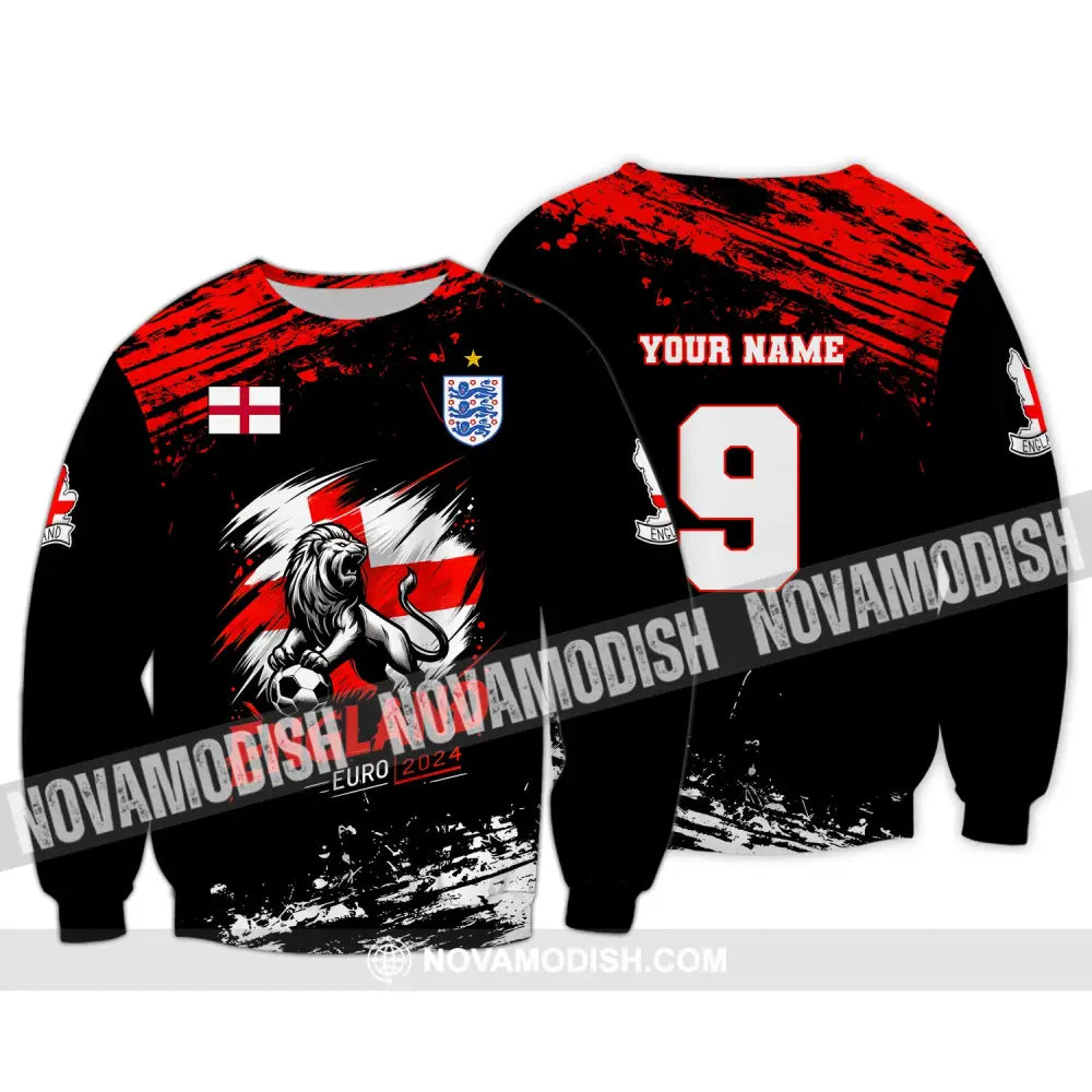 Unisex Shirt Custom Name And Number England Football Euro 2024 Polo Long Sleeve / S T-Shirt