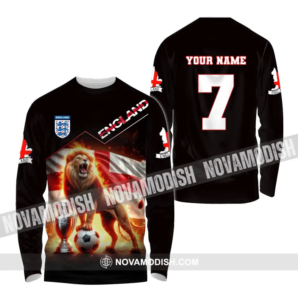 Unisex Shirt Custom Name And Number England Football Euro 2024 Polo Long Sleeve / S T-Shirt