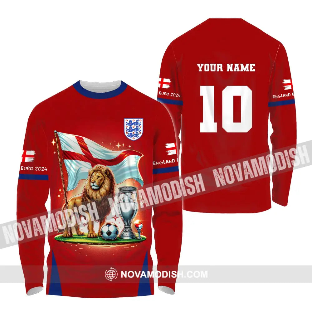 Unisex Shirt Custom Name And Number England Football Euro 2024 Polo Long Sleeve / S T-Shirt