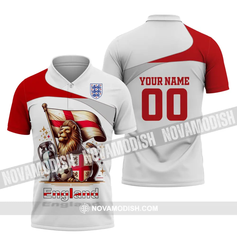 Unisex Shirt Custom Name And Number England Football Euro 2024 Polo Long Sleeve / S T-Shirt