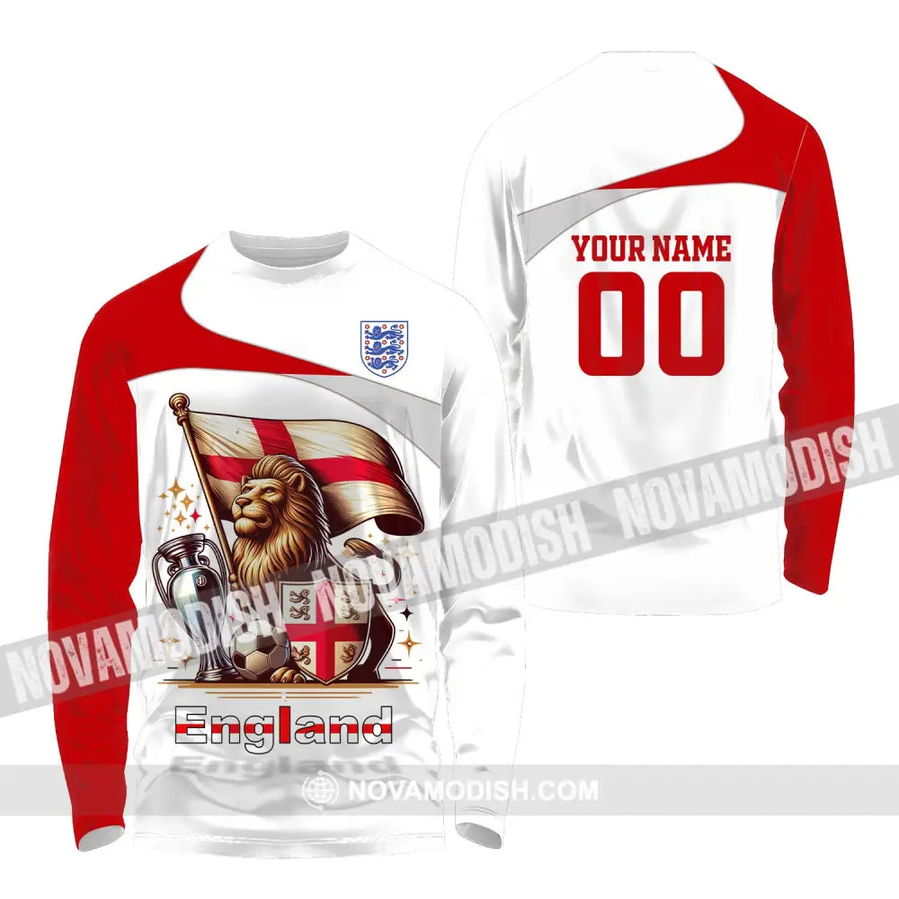 Unisex Shirt Custom Name And Number England Football Euro 2024 Polo Long Sleeve / S T-Shirt