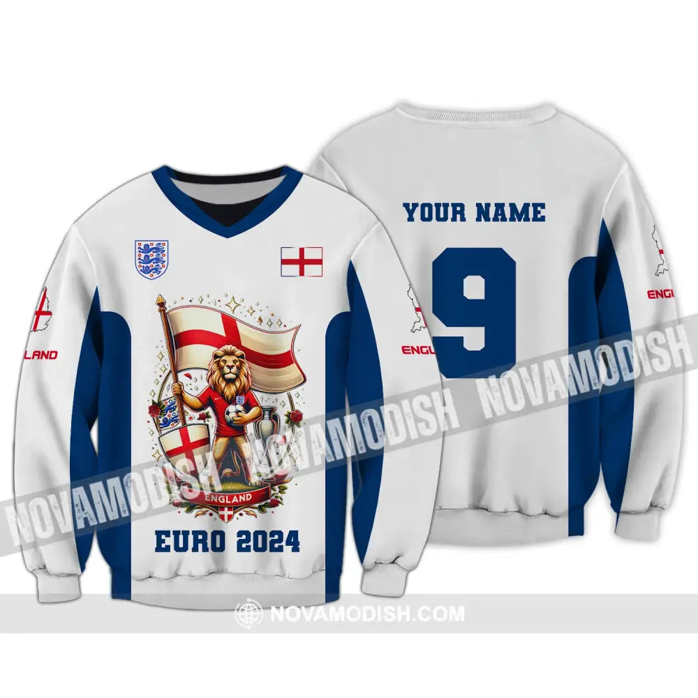 Unisex Shirt Custom Name And Number England Football Euro 2024 Polo Long Sleeve / S T-Shirt