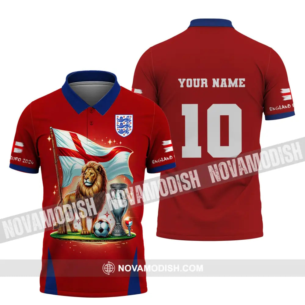 Unisex Shirt Custom Name And Number England Football Euro 2024 Polo Long Sleeve / S T-Shirt