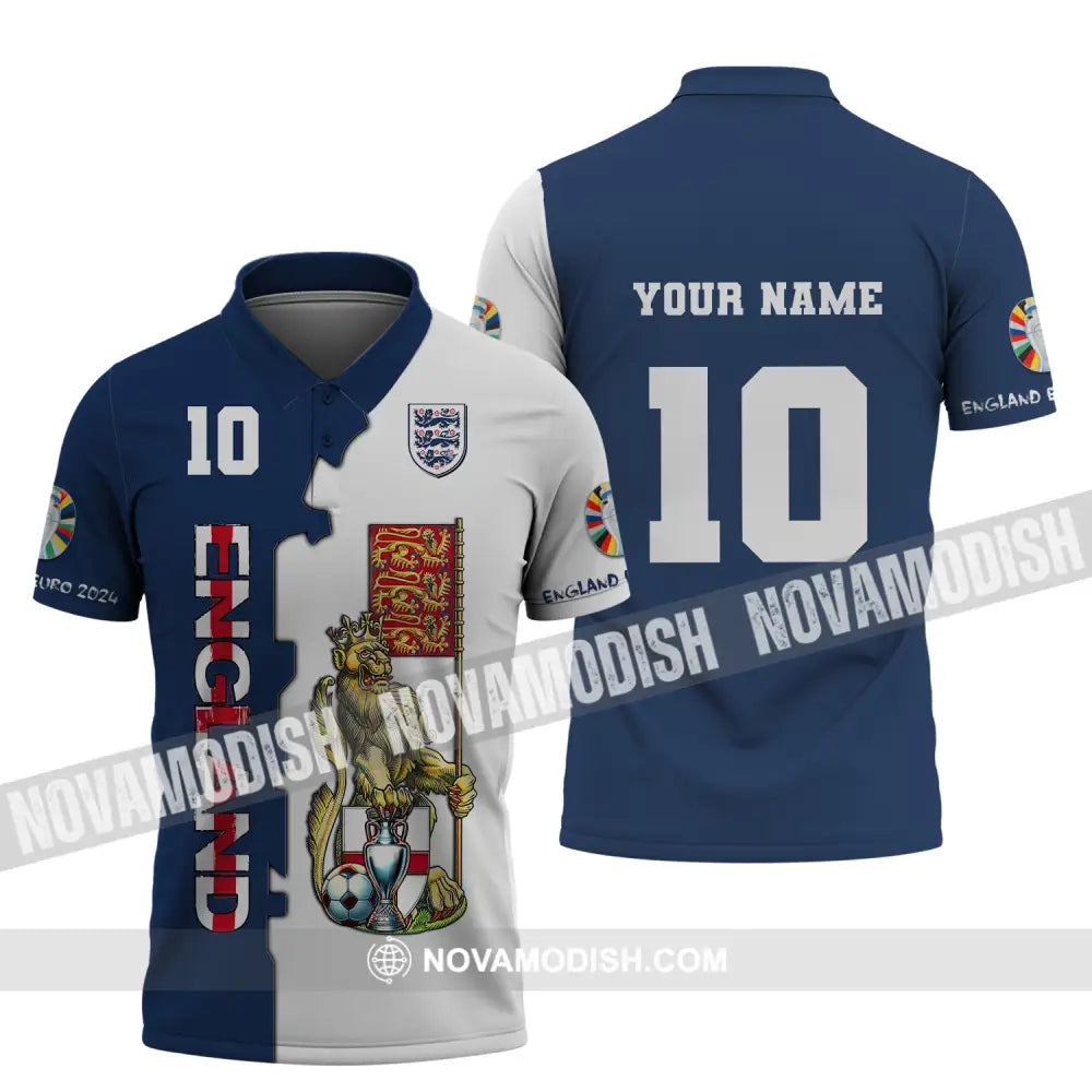 Unisex Shirt Custom Name And Number England Football Euro 2024 Polo Long Sleeve / S T-Shirt