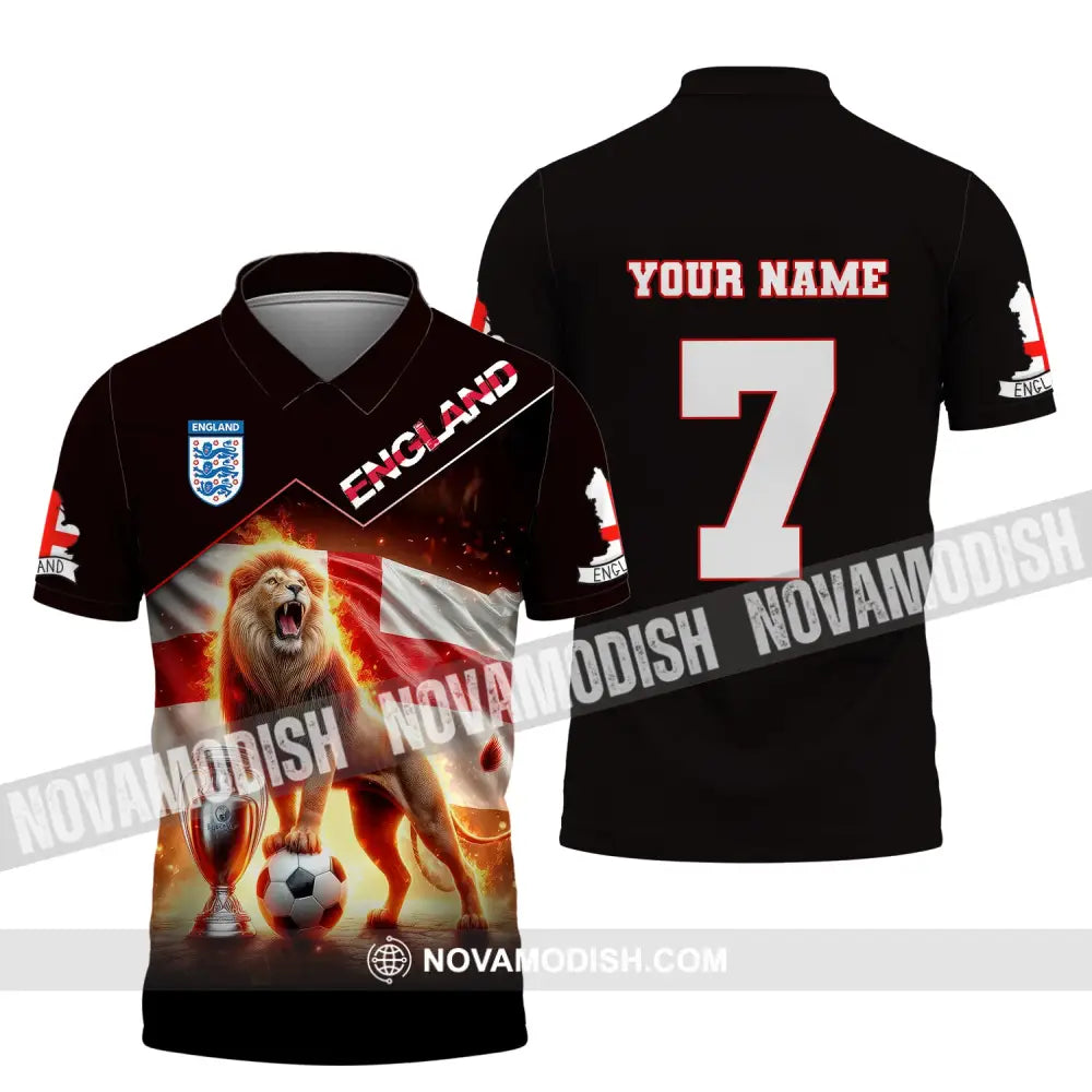 Unisex Shirt Custom Name And Number England Football Euro 2024 Polo Long Sleeve / S T-Shirt