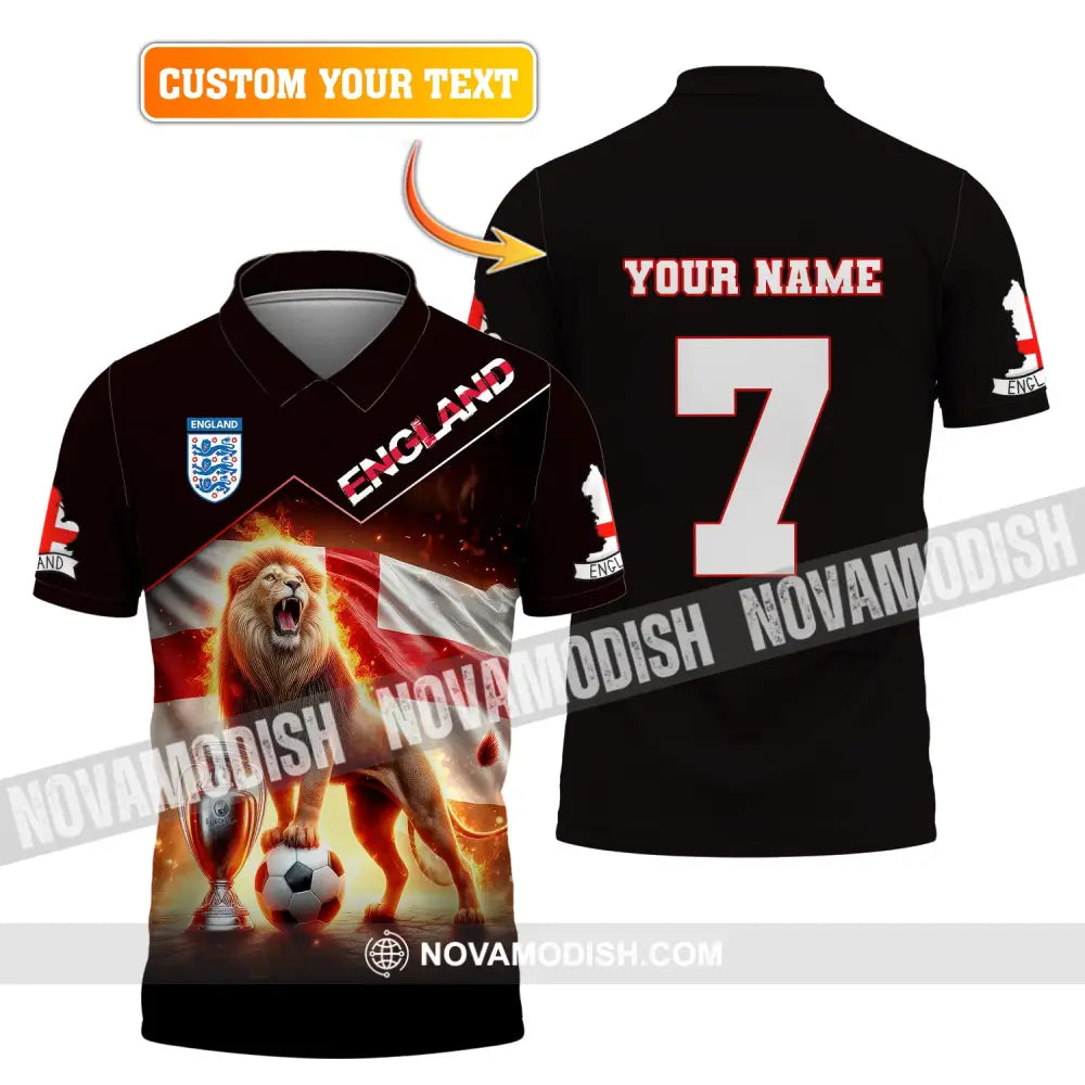 Unisex Shirt Custom Name And Number England Football Euro 2024 Polo Long Sleeve T-Shirt