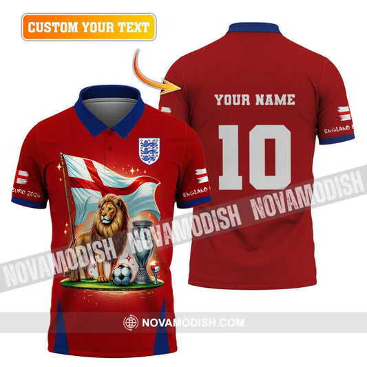 Unisex Shirt Custom Name And Number England Football Euro 2024 Polo Long Sleeve T-Shirt