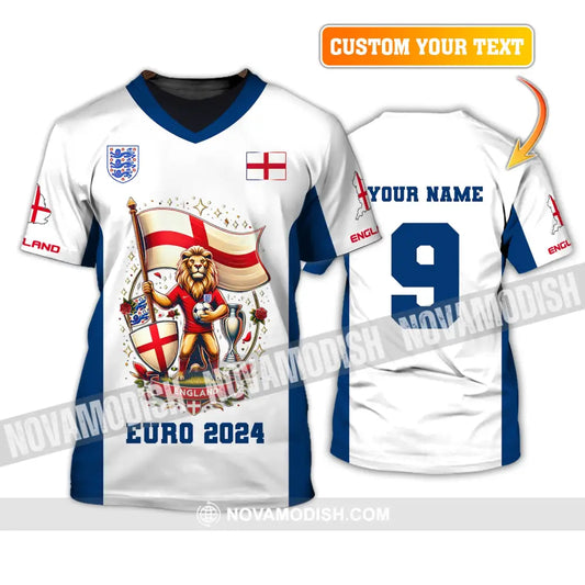 Unisex Shirt Custom Name And Number England Football Euro 2024 Polo Long Sleeve T-Shirt