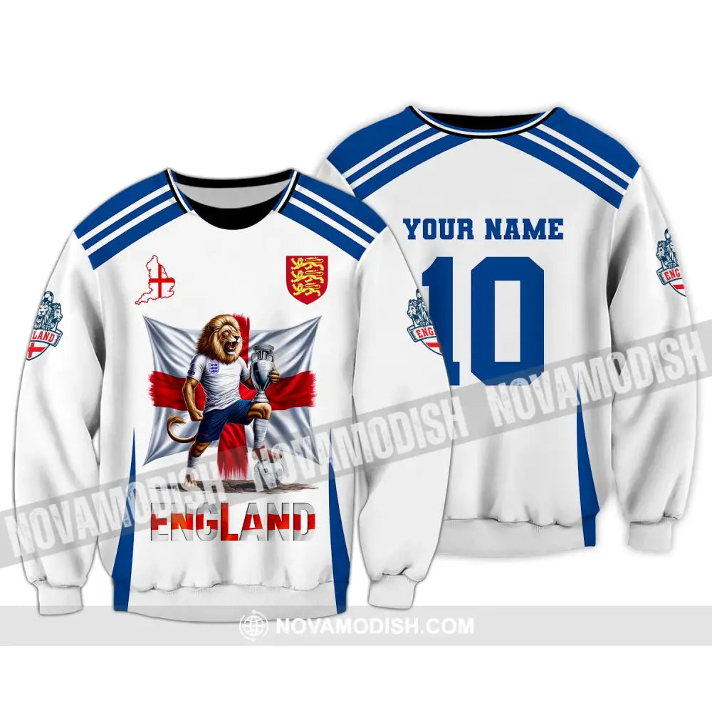 Unisex Shirt Custom Name And Number England Football Polo Long Sleeve Euro 2024 / S T-Shirt