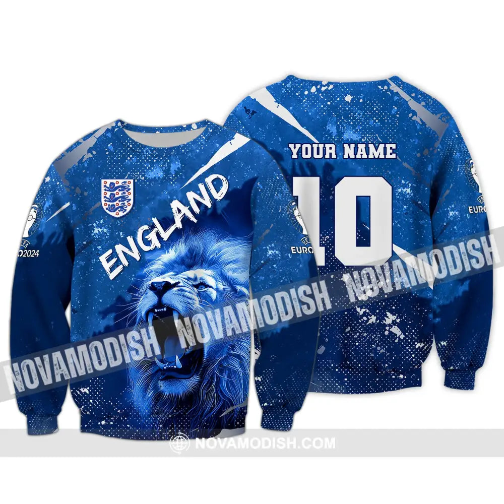 Unisex Shirt Custom Name And Number England Football Polo Long Sleeve Euro 2024 / S T-Shirt