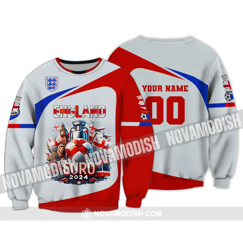 Unisex Shirt Custom Name And Number England Football Polo Long Sleeve Euro 2024 / S T-Shirt