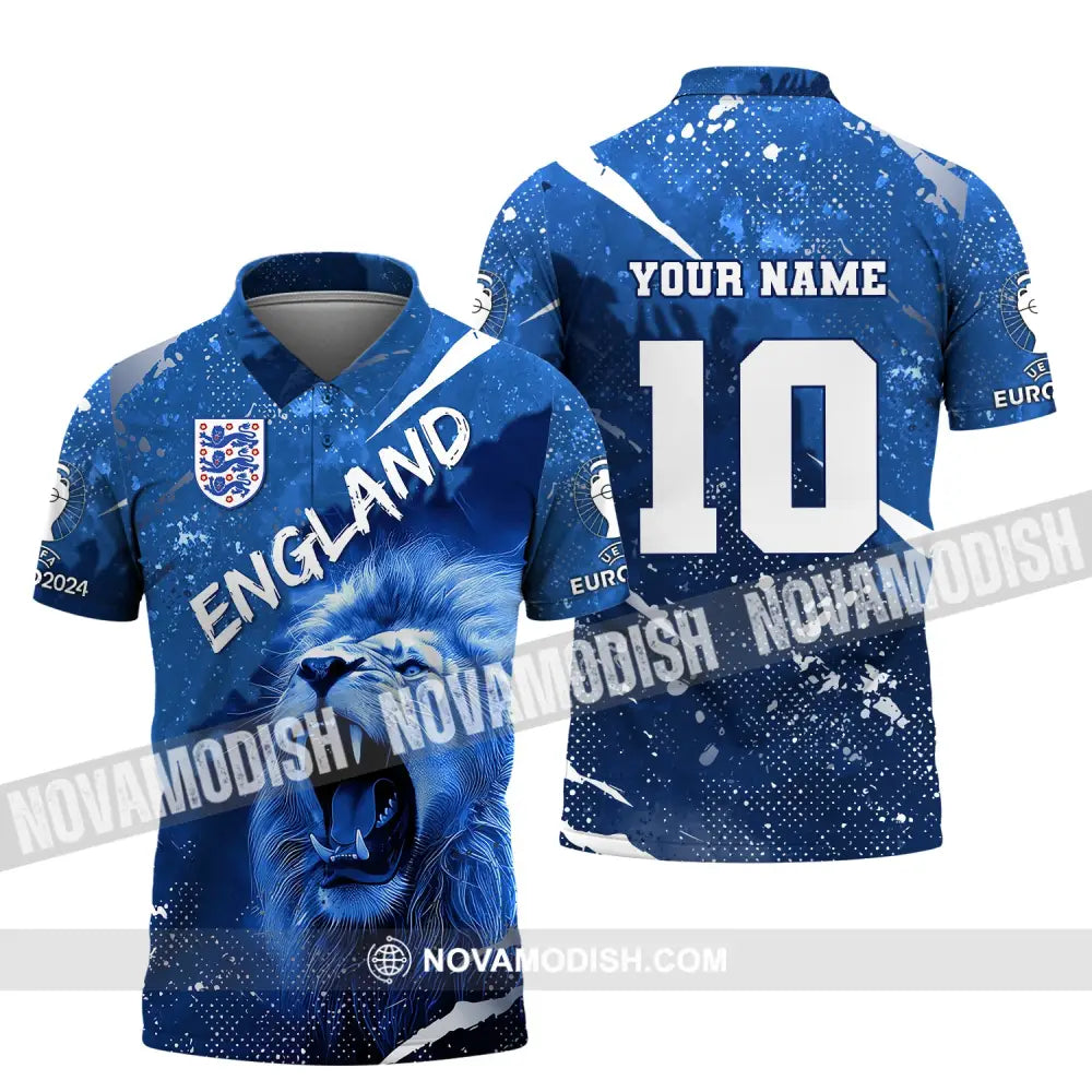 Unisex Shirt Custom Name And Number England Football Polo Long Sleeve Euro 2024 / S T-Shirt