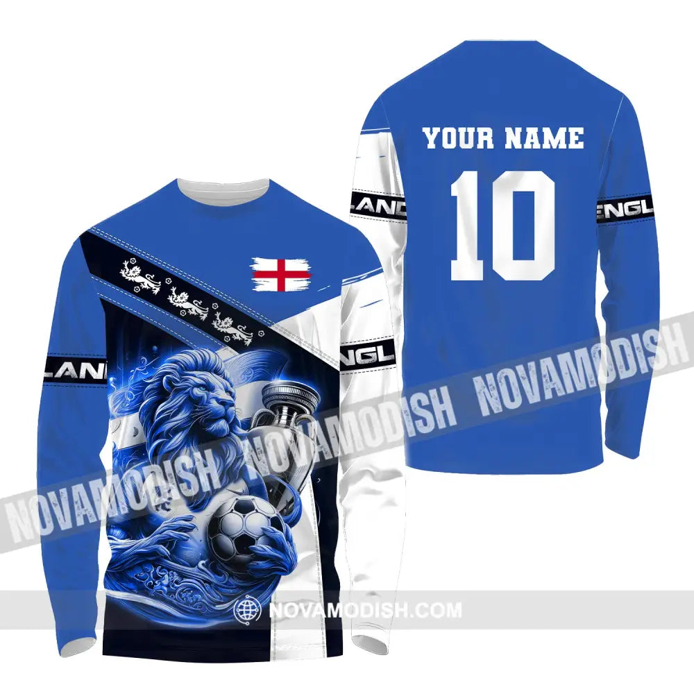 Unisex Shirt Custom Name And Number England Football Polo Long Sleeve Euro 2024 / S T-Shirt