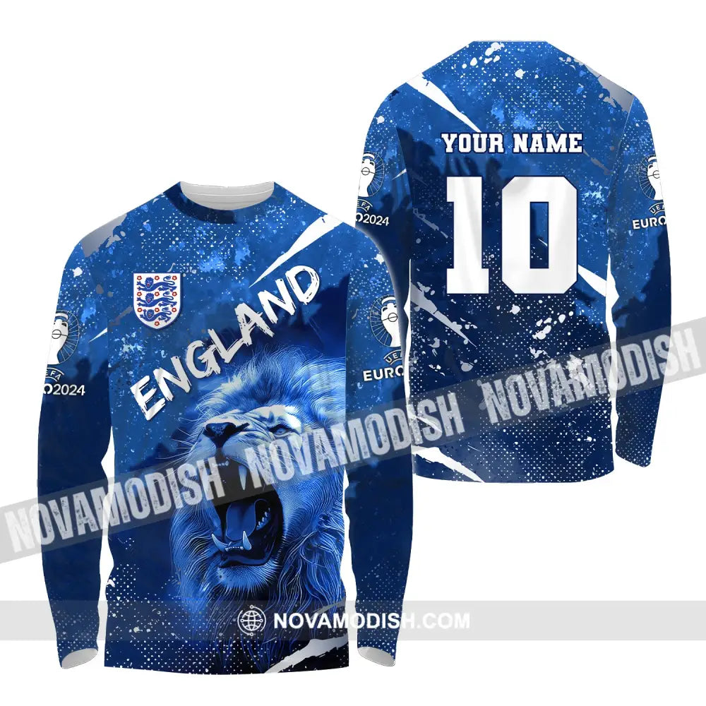 Unisex Shirt Custom Name And Number England Football Polo Long Sleeve Euro 2024 / S T-Shirt