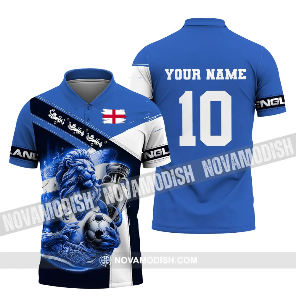 Unisex Shirt Custom Name And Number England Football Polo Long Sleeve Euro 2024 / S T-Shirt