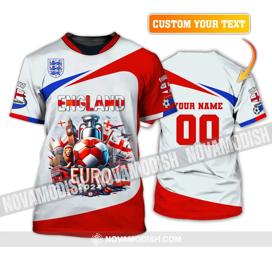 Unisex Shirt Custom Name And Number England Football Polo Long Sleeve Euro 2024 T-Shirt