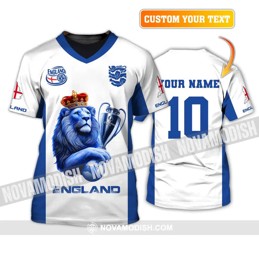 Unisex Shirt Custom Name And Number England Football Polo Long Sleeve Euro 2024 T-Shirt