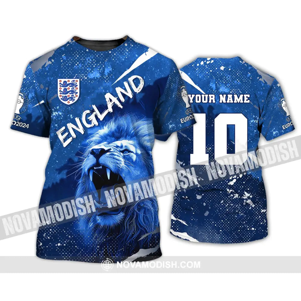 Unisex Shirt Custom Name And Number England Football Polo Long Sleeve Euro 2024 T-Shirt / S