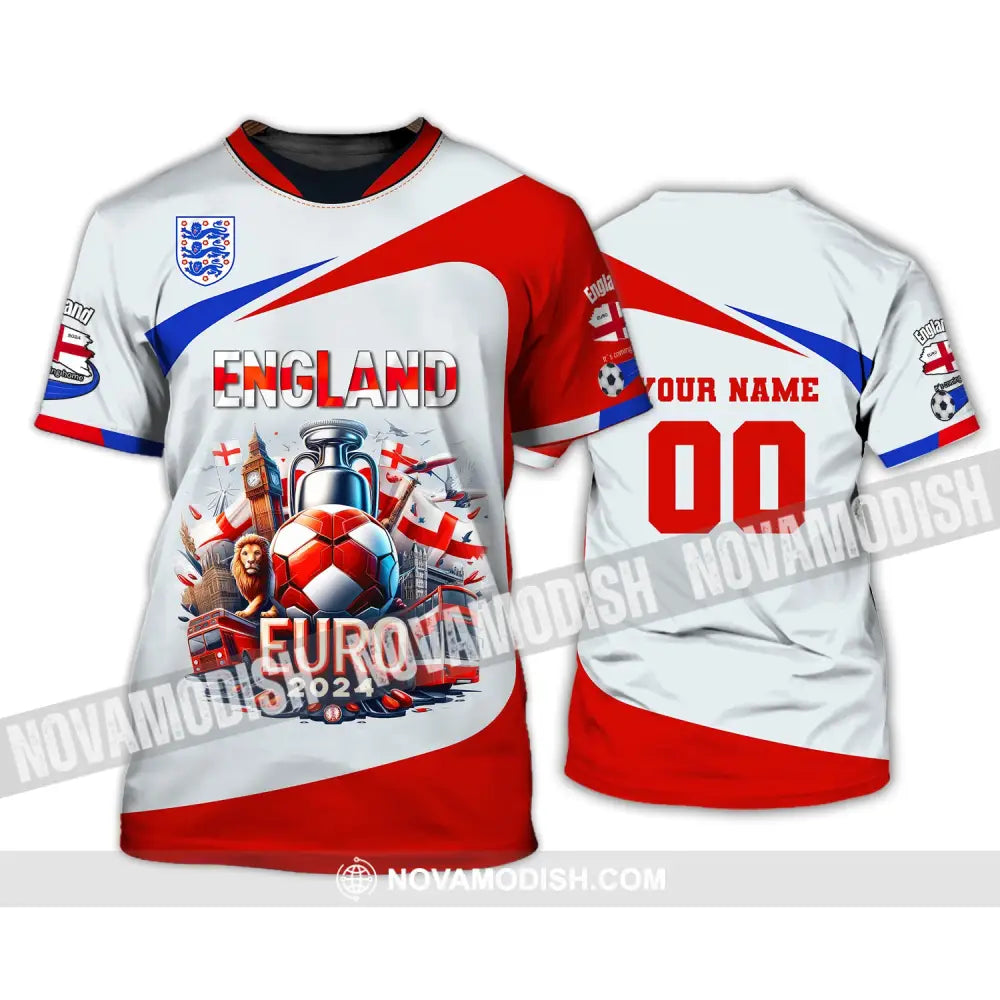 Unisex Shirt Custom Name And Number England Football Polo Long Sleeve Euro 2024 T-Shirt / S