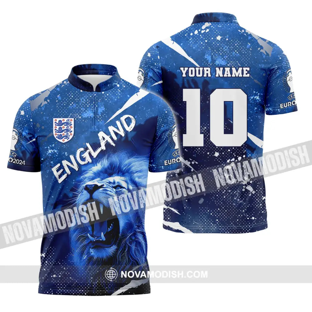 Unisex Shirt Custom Name And Number England Football Polo Long Sleeve Euro 2024 Zipper / S T-Shirt