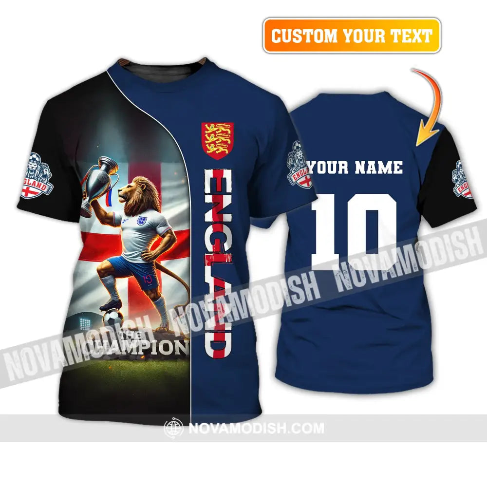 Unisex Shirt Custom Name And Number England Football Polo Long Sleeve Soccer Lover T-Shirt