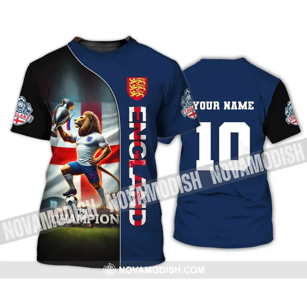 Unisex Shirt Custom Name And Number England Football Polo Long Sleeve Soccer Lover T-Shirt / S