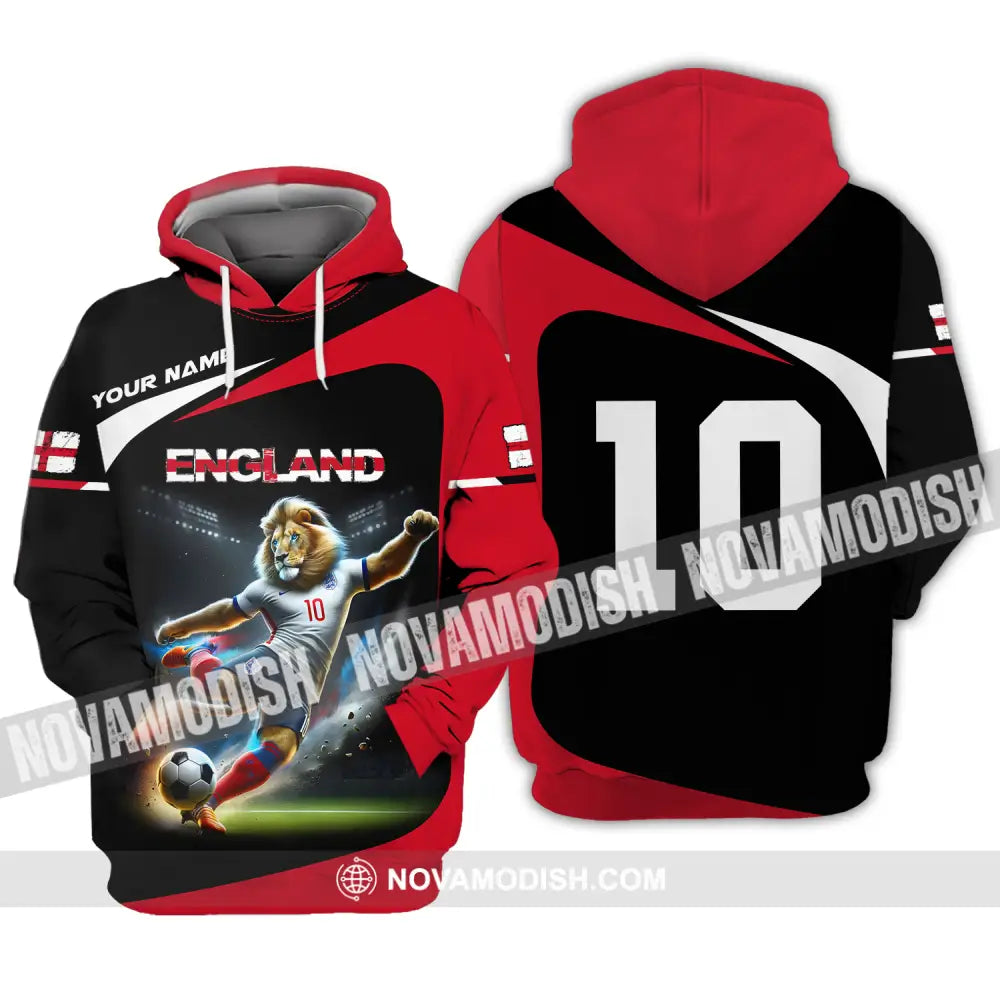 Unisex Shirt - Custom Name And Number England Lion Playing Ball Shirt Hoodie / S T-shirt