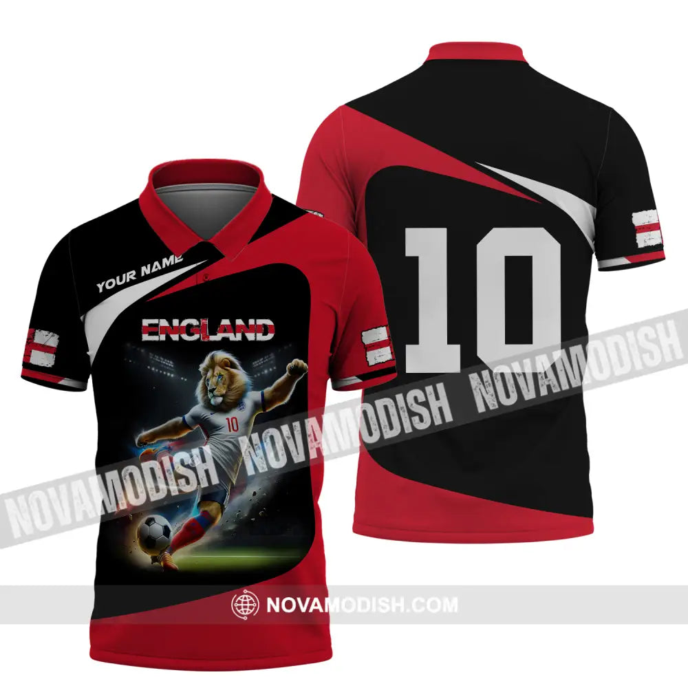 Unisex Shirt - Custom Name And Number England Lion Playing Ball Shirt Polo Shirt / S T-shirt