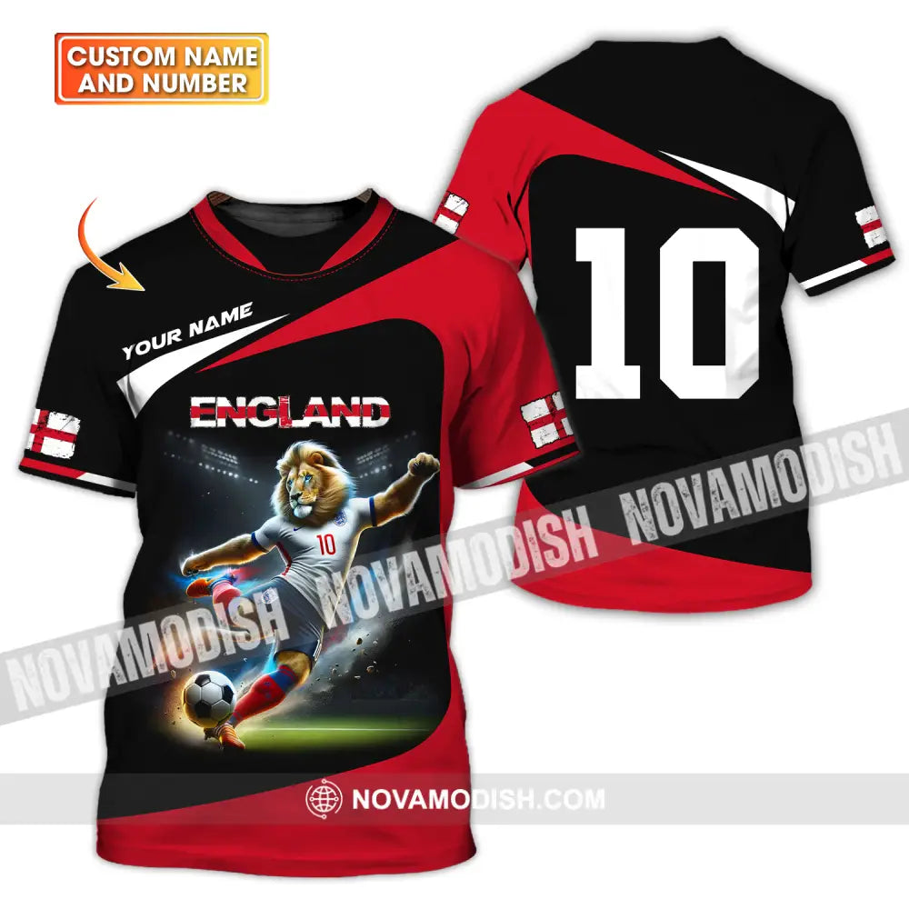 Unisex Shirt - Custom Name And Number England Lion Playing Ball Shirt T-shirt