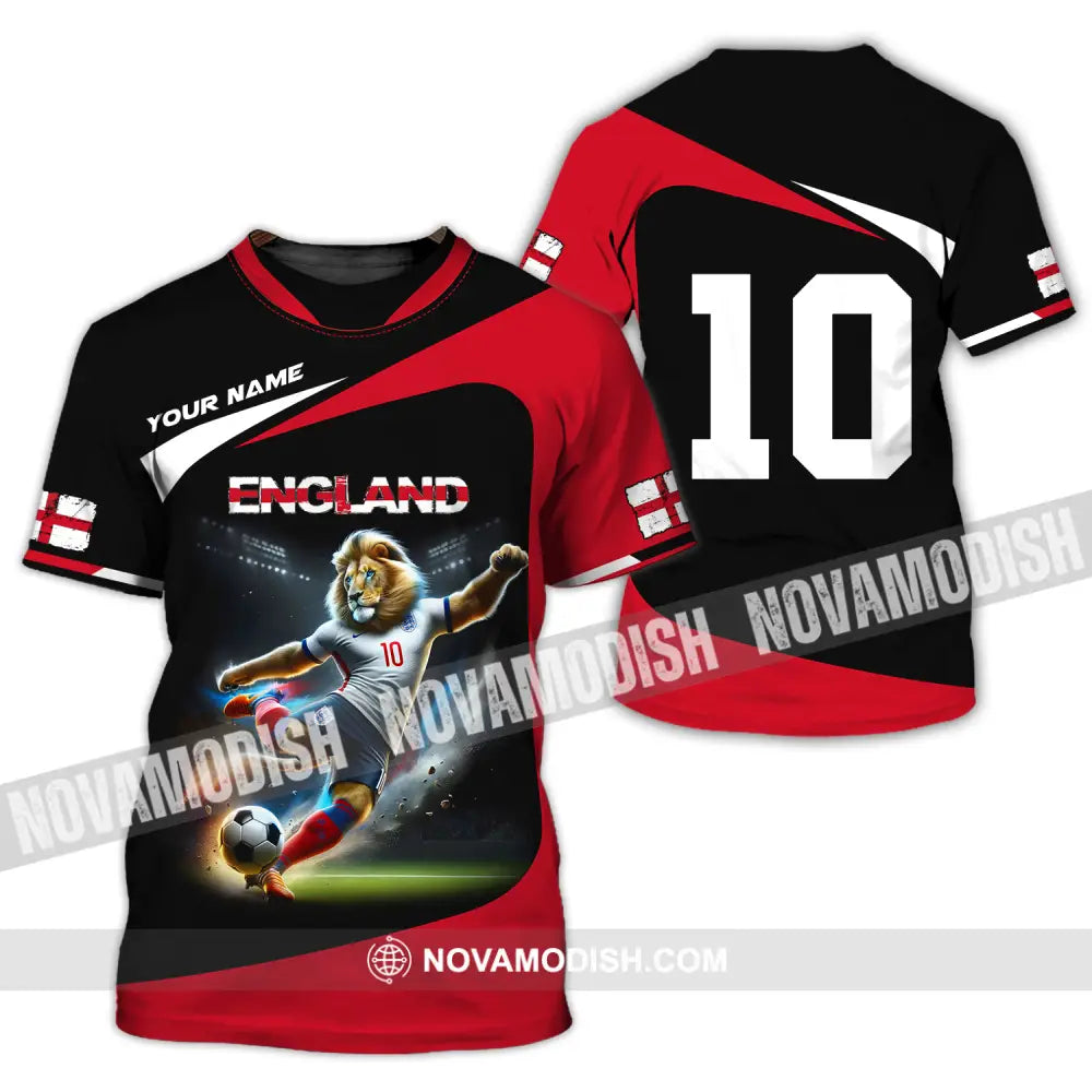 Unisex Shirt - Custom Name And Number England Lion Playing Ball Shirt T-Shirt / S T-shirt