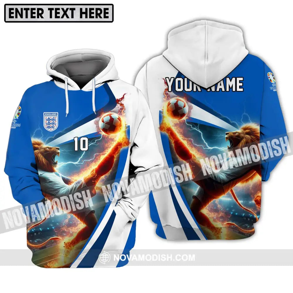 Unisex Shirt - Custom Name And Number England Lion Playing Fire Ball Shirt Hoodie / S T-shirt
