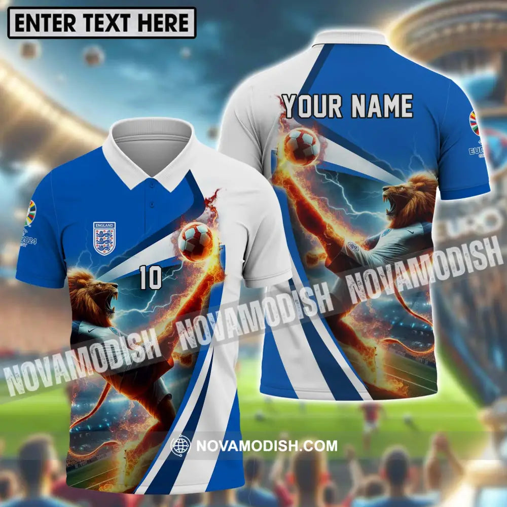 Unisex Shirt - Custom Name And Number England Lion Playing Fire Ball Shirt T-shirt