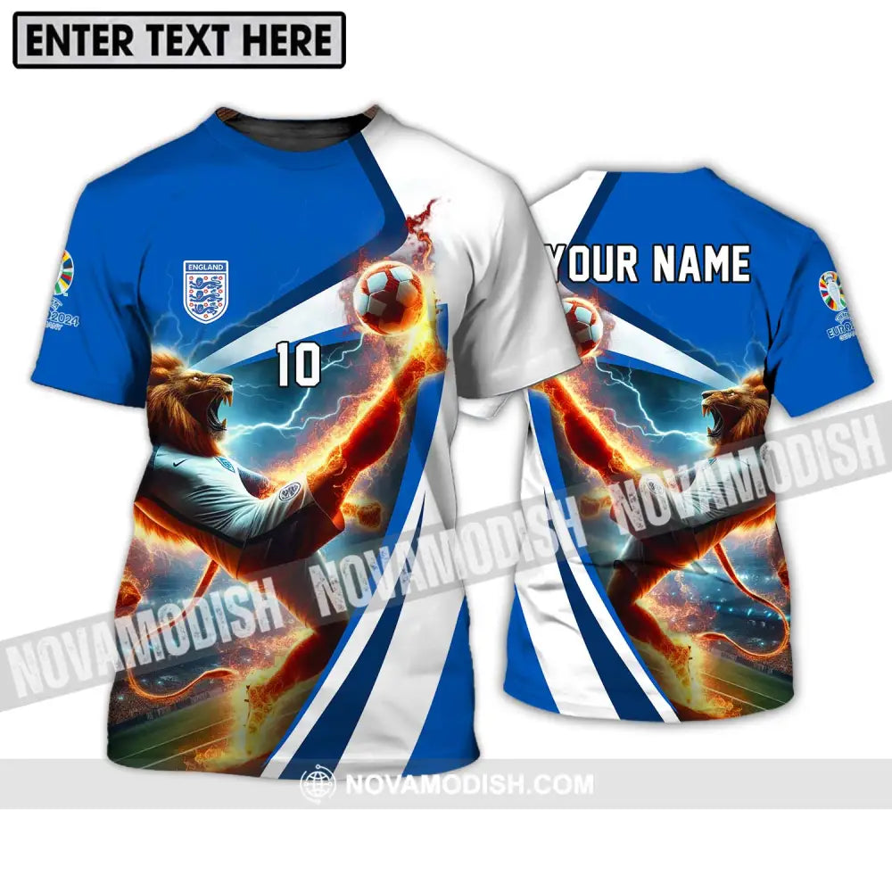 Unisex Shirt - Custom Name And Number England Lion Playing Fire Ball Shirt T-Shirt / S T-shirt