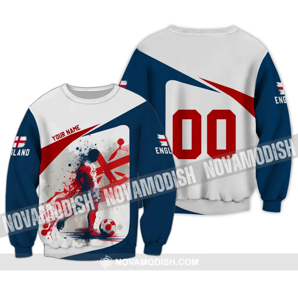 Unisex Shirt - Custom Name And Number England Man Playing Ball Euro 2024 Shirt Long Sleeve / S T-shirt