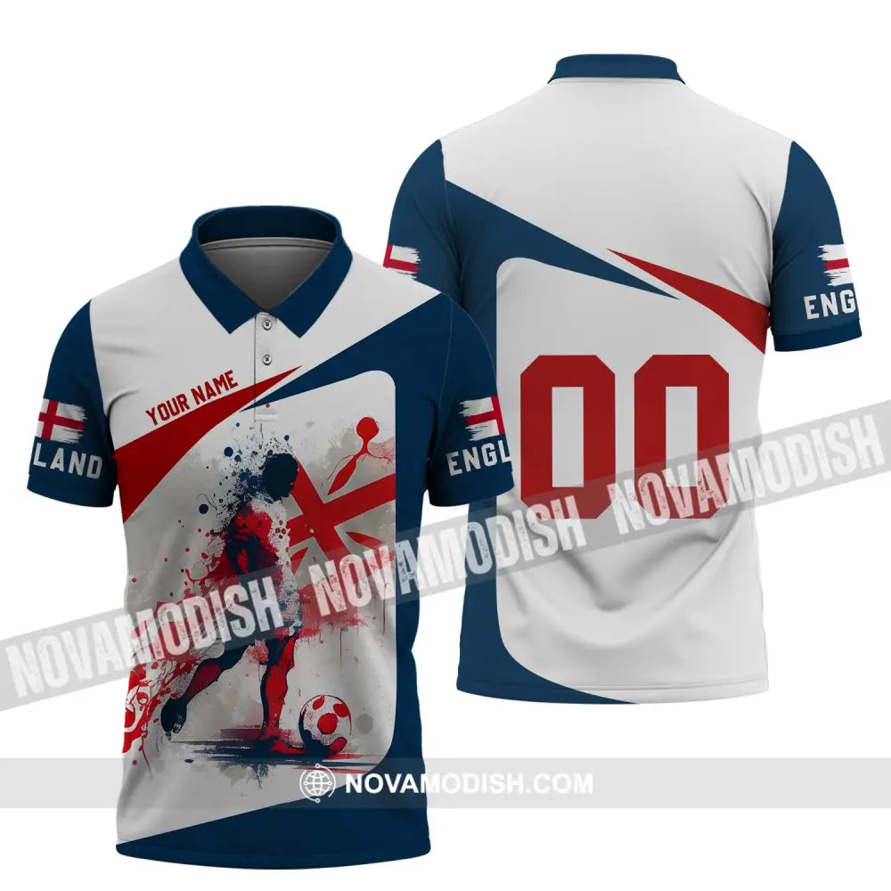 Unisex Shirt - Custom Name And Number England Man Playing Ball Euro 2024 Shirt Polo Shirt / S T-shirt